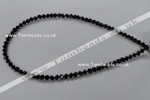 CAB830 15.5 inches 4*4mm cube black agate gemstone beads wholesale