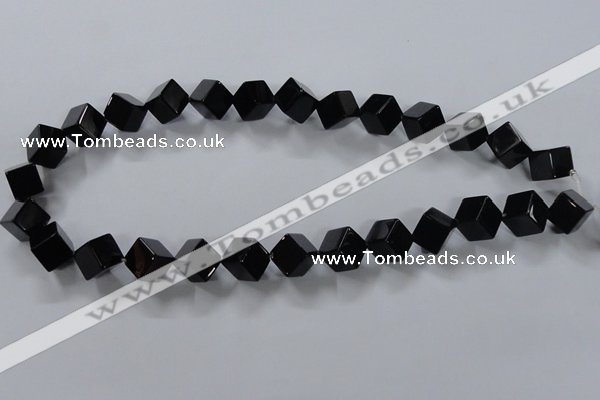 CAB832 15.5 inches 10*10mm cube black agate gemstone beads wholesale