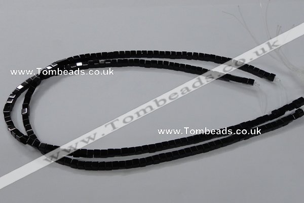 CAB833 15.5 inches 4*4mm cube black agate gemstone beads wholesale