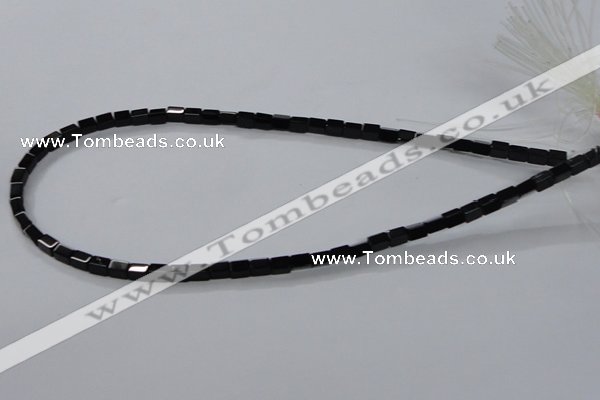 CAB838 15.5 inches 4*6mm cuboid black agate gemstone beads wholesale