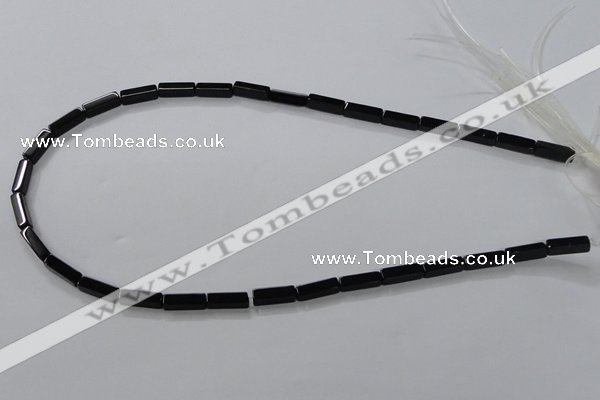 CAB839 15.5 inches 4*12mm cuboid black agate gemstone beads wholesale