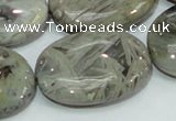 CAB84 15.5 inches 25*35mm oval silver needle agate gemstone beads