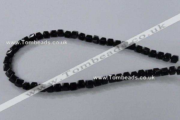 CAB841 15.5 inches 8*8mm faceted cube black agate gemstone beads wholesale