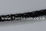 CAB842 15.5 inches 8*10mm bamboo shape black agate gemstone beads