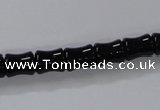 CAB842 15.5 inches 8*10mm bamboo shape black agate gemstone beads