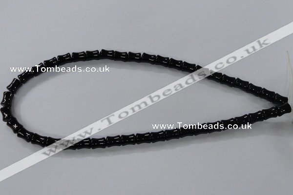 CAB842 15.5 inches 8*10mm bamboo shape black agate gemstone beads