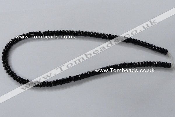 CAB843 15.5 inches 4*6mm rondelle black agate gemstone beads wholesale