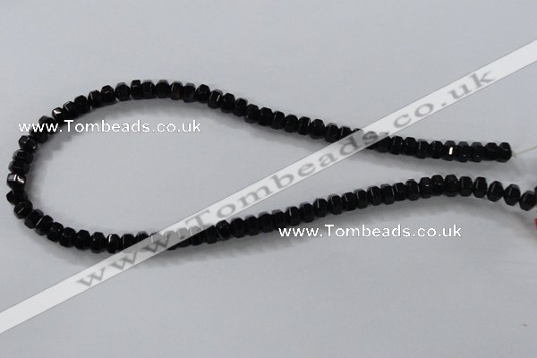 CAB844 15.5 inches 5*8mm rondelle black agate gemstone beads wholesale