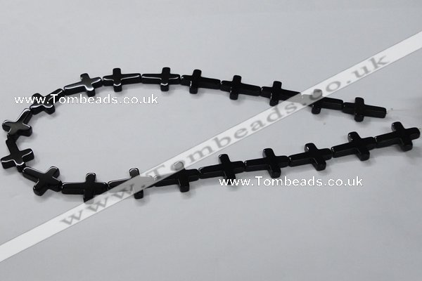 CAB847 15.5 inches 15*20mm cross black agate gemstone beads wholesale