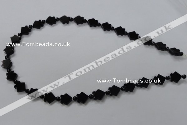 CAB849 15.5 inches 10*10mm fish black agate gemstone beads wholesale