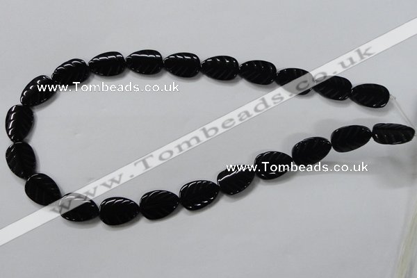 CAB852 15.5 inches 13*18mm leaf black agate gemstone beads wholesale