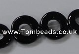 CAB854 15.5 inches 18mm donut black agate gemstone beads wholesale