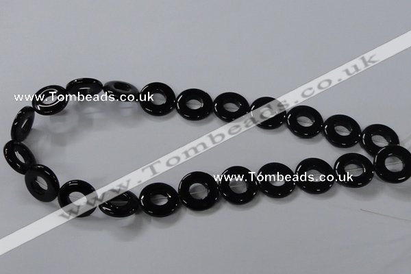 CAB854 15.5 inches 18mm donut black agate gemstone beads wholesale