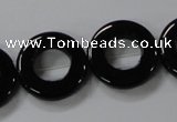 CAB855 15.5 inches 20mm donut black agate gemstone beads wholesale