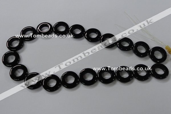 CAB855 15.5 inches 20mm donut black agate gemstone beads wholesale