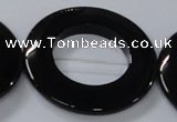 CAB858 15.5 inches 45mm donut black agate gemstone beads wholesale