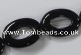 CAB859 15.5 inches 18*24mm oval black agate gemstone beads wholesale