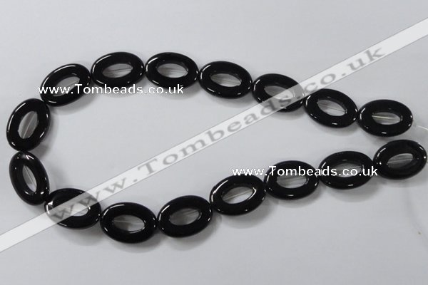 CAB859 15.5 inches 18*24mm oval black agate gemstone beads wholesale