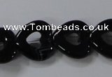 CAB860 15.5 inches 18*18mm heart black agate gemstone beads wholesale