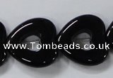 CAB861 15.5 inches 24*24mm heart black agate gemstone beads wholesale