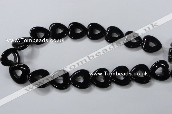 CAB861 15.5 inches 24*24mm heart black agate gemstone beads wholesale