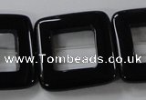 CAB863 15.5 inches 28*28mm square black agate gemstone beads wholesale