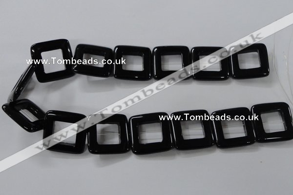 CAB863 15.5 inches 28*28mm square black agate gemstone beads wholesale