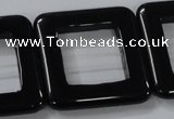 CAB864 15.5 inches 35*35mm square black agate gemstone beads wholesale