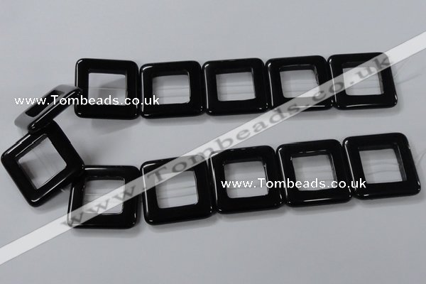 CAB864 15.5 inches 35*35mm square black agate gemstone beads wholesale