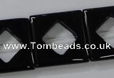 CAB865 15.5 inches 25*25mm square black agate gemstone beads wholesale