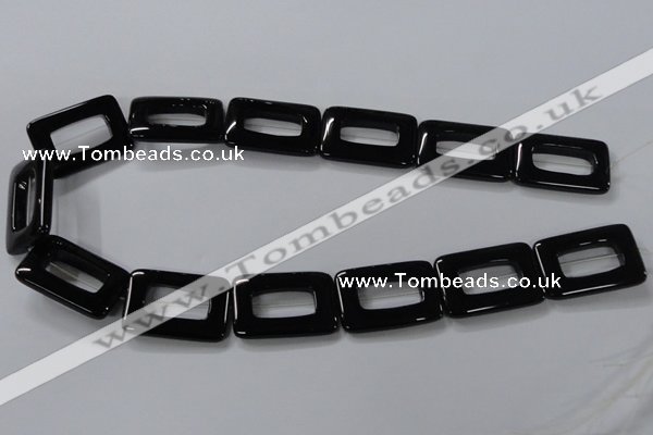 CAB867 15.5 inches 20*30mm rectangle black agate gemstone beads wholesale