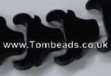 CAB869 15.5 inches 23*25mm ox-head black agate gemstone beads wholesale