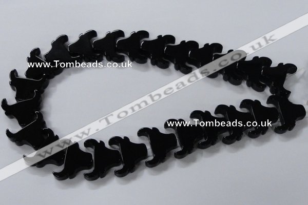 CAB869 15.5 inches 23*25mm ox-head black agate gemstone beads wholesale