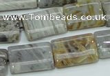 CAB87 15.5 inches 15*20mm rectangle silver needle agate gemstone beads