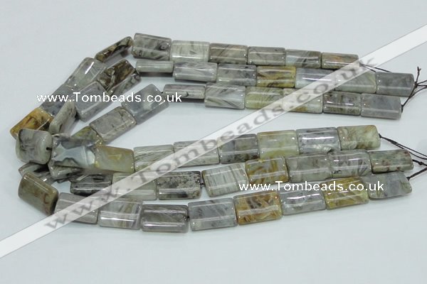 CAB87 15.5 inches 15*20mm rectangle silver needle agate gemstone beads