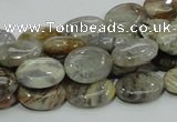 CAB89 15.5 inches 10*14mm oval silver needle agate gemstone beads