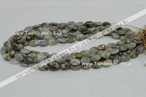 CAB89 15.5 inches 10*14mm oval silver needle agate gemstone beads