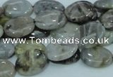 CAB90 15.5 inches 12*16mm oval silver needle agate gemstone beads