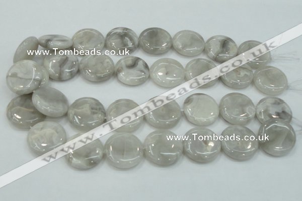 CAB917 15.5 inches 25mm flat round natural crazy agate beads wholesale