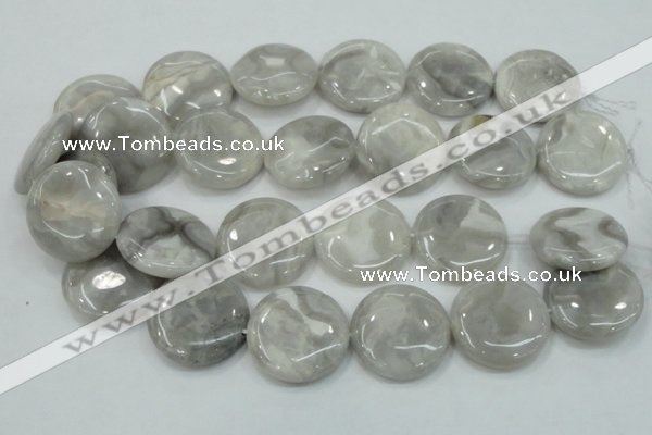 CAB918 15.5 inches 30mm flat round natural crazy agate beads wholesale