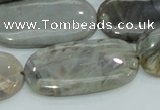 CAB92 15.5 inches 20*40mm oval silver needle agate gemstone beads