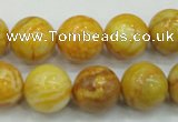 CAB936 15.5 inches 14mm round yellow crazy lace agate beads wholesale