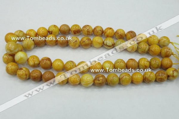 CAB936 15.5 inches 14mm round yellow crazy lace agate beads wholesale