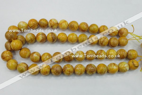 CAB937 15.5 inches 16mm round yellow crazy lace agate beads wholesale