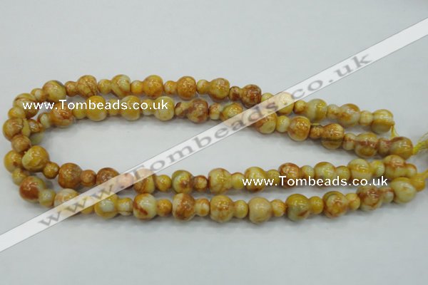 CAB938 15.5 inches 13*18mm calabash yellow crazy lace agate beads