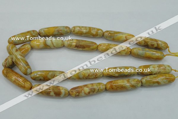 CAB939 15.5 inches 13*40mm rice yellow crazy lace agate beads wholesale