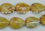 CAB940 15.5 inches 13*18mm flat teardrop yellow crazy lace agate beads