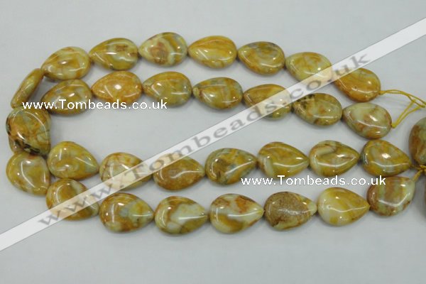 CAB941 15.5 inches 18*25mm flat teardrop yellow crazy lace agate beads