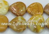 CAB942 15.5 inches 20*20mm heart yellow crazy lace agate beads