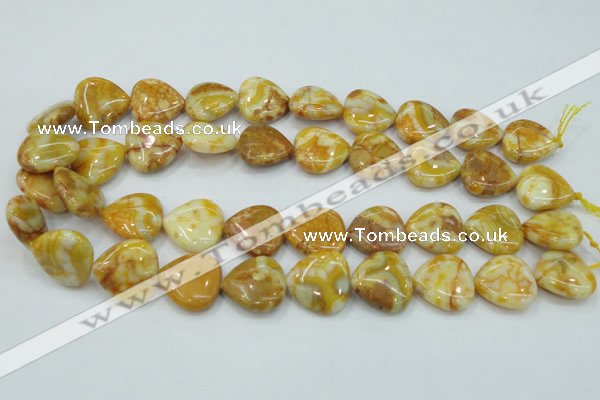 CAB942 15.5 inches 20*20mm heart yellow crazy lace agate beads